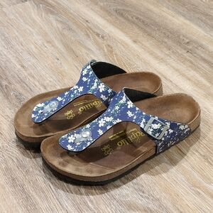 💙🌸🌼🌹Women's Birkenstock Papillio Blue Floral Sandals size 38  NICE!!💙🌸🌼🌹